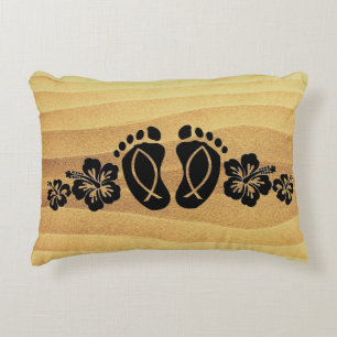 Footprints In The Sand Accent Pillow