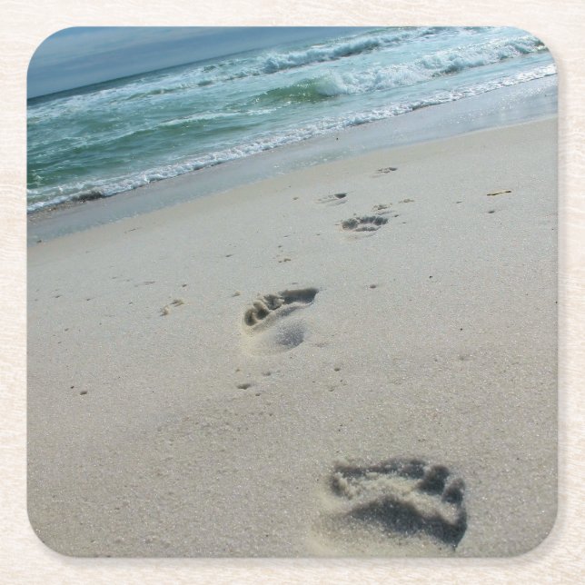 Footprints in the Sand - Beach - Coaster (Front)
