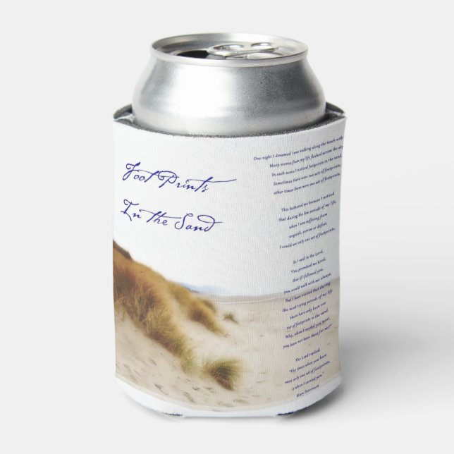 footprints in the sand can cooler (Can Front)
