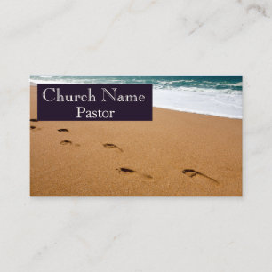 Footprints in the sand Church Pastor  Business Card