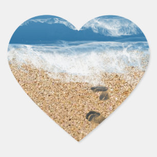 Footprints in the Sand Heart Sticker