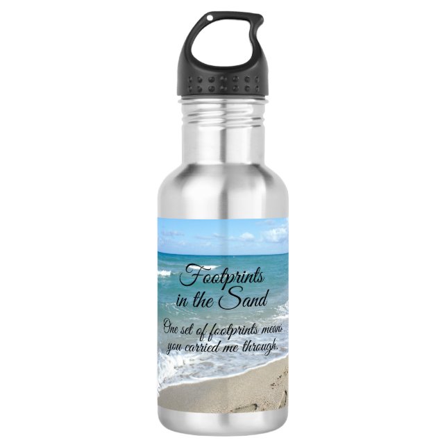 Footprints in the Sand Inspirational Christian 532 Ml Water Bottle (Front)