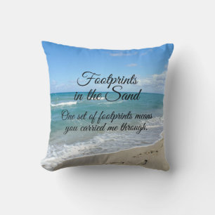 Footprints in the Sand Inspirational Christian Cushion