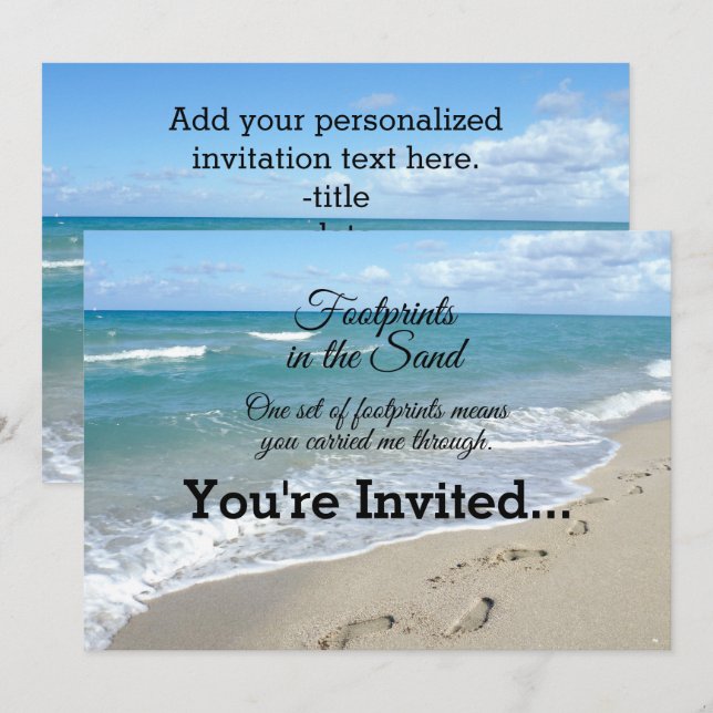 Footprints in the Sand Inspirational Christian Invitation (Front/Back)