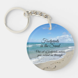 Footprints in the Sand Inspirational Christian Key Ring