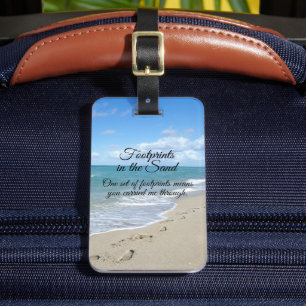 Footprints in the Sand Inspirational Christian Luggage Tag