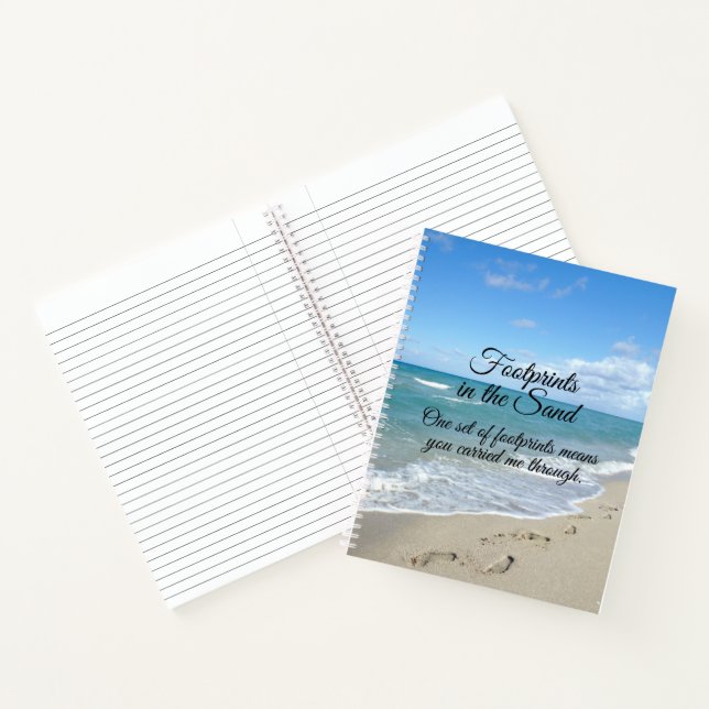 Footprints in the Sand Inspirational Christian Notebook (Inside)