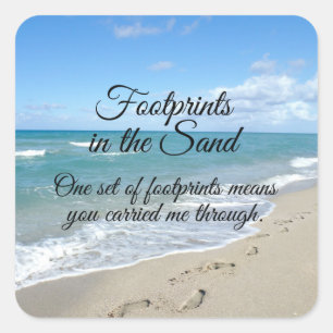 Footprints in the Sand Inspirational Christian Square Sticker