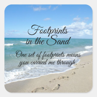 Footprints in the Sand Inspirational Christian Square Sticker