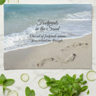 Footprints in the Sand Inspirational Christian Tea Towel
