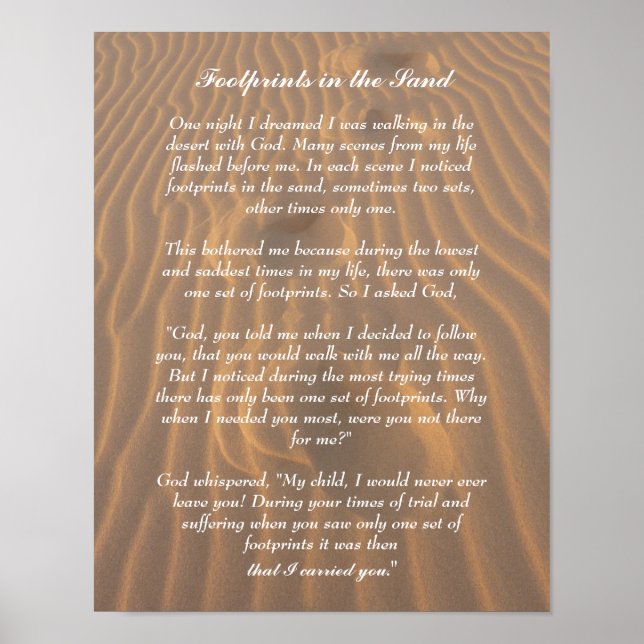 Footprints in the Sand Inspirational Poem Poster (Front)