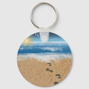 Footprints in the Sand Key Ring