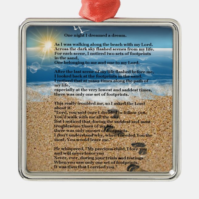 Footprints in the Sand Metal Tree Decoration (Front)