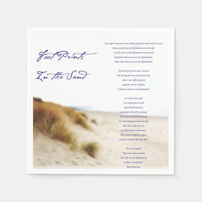 footprints in the sand napkin (Front)