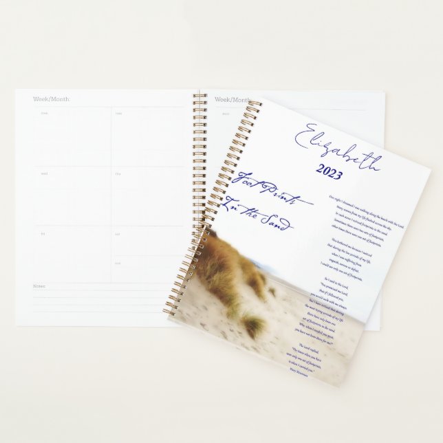 footprints in the sand personalised, custom year planner (Display)