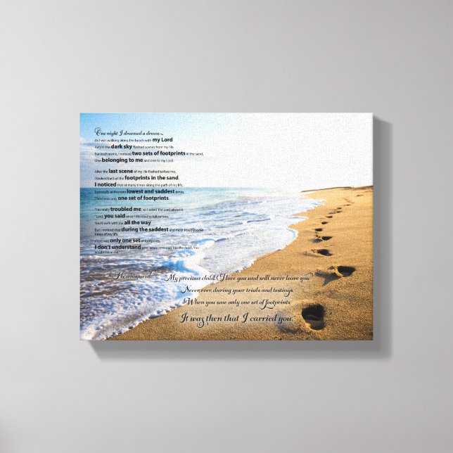 Footprints in the Sand Poem 10x8 Canvas Print (Front)