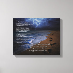 Footprints in the Sand Poem 10x8 (stormy) Canvas Print
