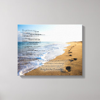 Footprints in the Sand Poem 14x11 Canvas Print