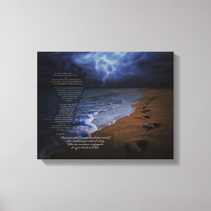 Footprints in the Sand Poem 14x11 (stormy) Canvas Print