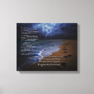 Footprints in the Sand Poem 14x11 (stormy) Canvas Print