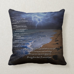 Footprints in the Sand Poem Cushion