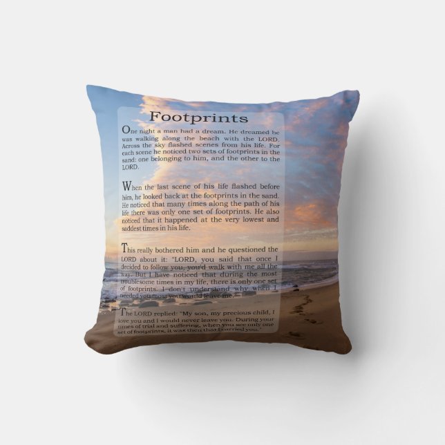 Footprints in the Sand Poem Cushion (Front)