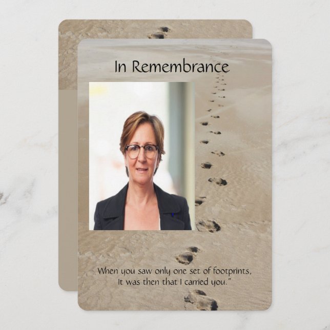 Footprints in the Sand Poem Custom Memorial Invitation (Front/Back)