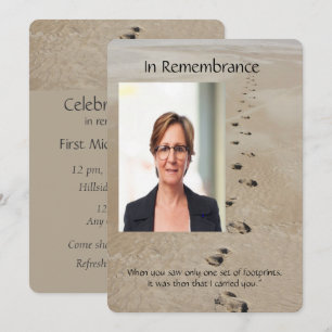 Footprints in the Sand Poem Custom Memorial Invitation