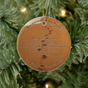 Footprints in the Sand Poem Gift Ceramic Tree Decoration