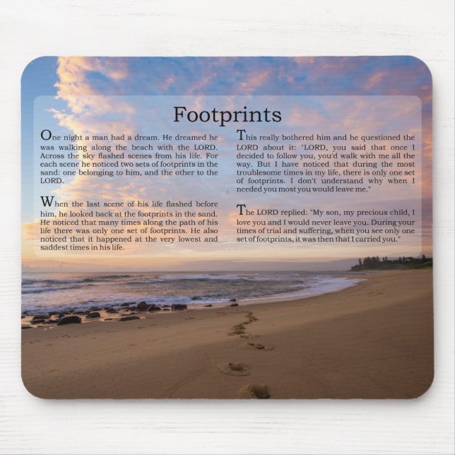 Footprints in the Sand Poem Mouse Mat (Front)