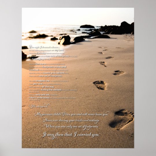 Footprints in the Sand Poem Poster | Zazzle.co.uk
