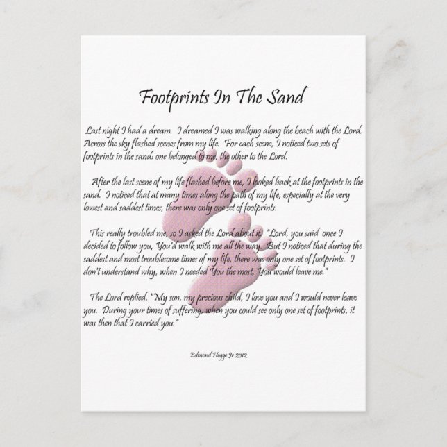 Footprints In The Sand Postcard (Front)