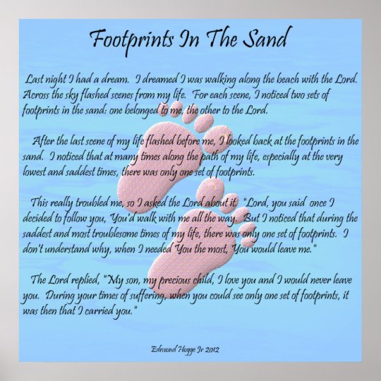 Footprints In The Sand Poster Zazzle.co.uk