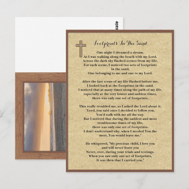 Footprints In The Sand Prayer Cards (Front/Back)