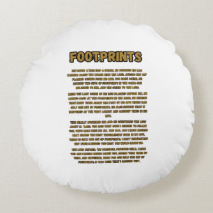 Footprints In The Sand Prayer Round Cushion