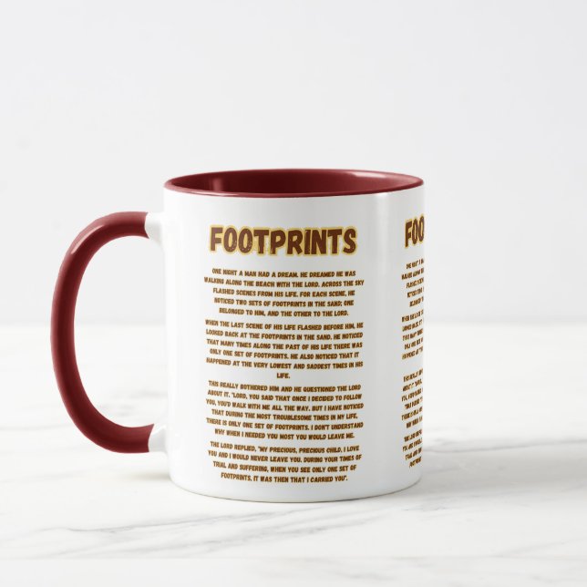 Footprints In The Sand Prayer Two-Tone Mug (Left)