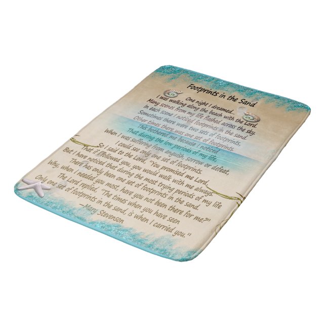 Footprints in the Sand Religious Faith Poem Bath Mat (Angled)