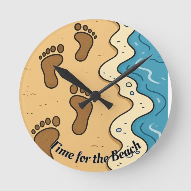 Footprints in the sand round clock (Front)