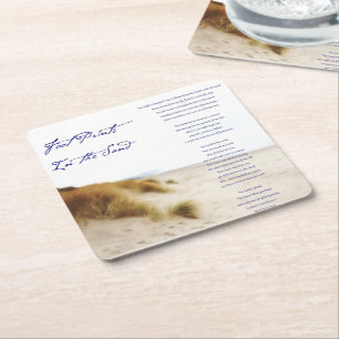 footprints in the sand square paper coaster