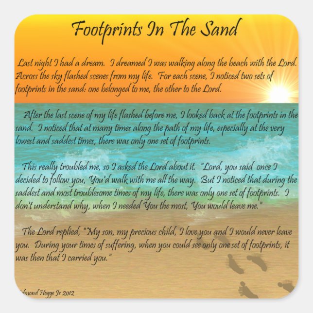 Footprints in the Sand Square Sticker (Front)