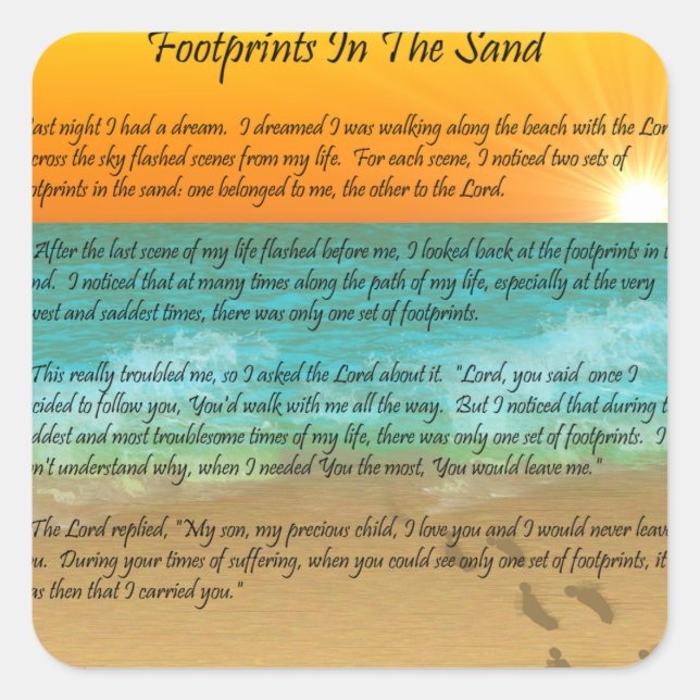 Footprints in the Sand Square Sticker (Front)