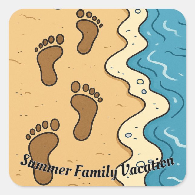 Footprints in the sand square sticker (Front)