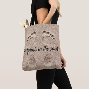 Footprints In The Sand Theme Budget Tote Bag