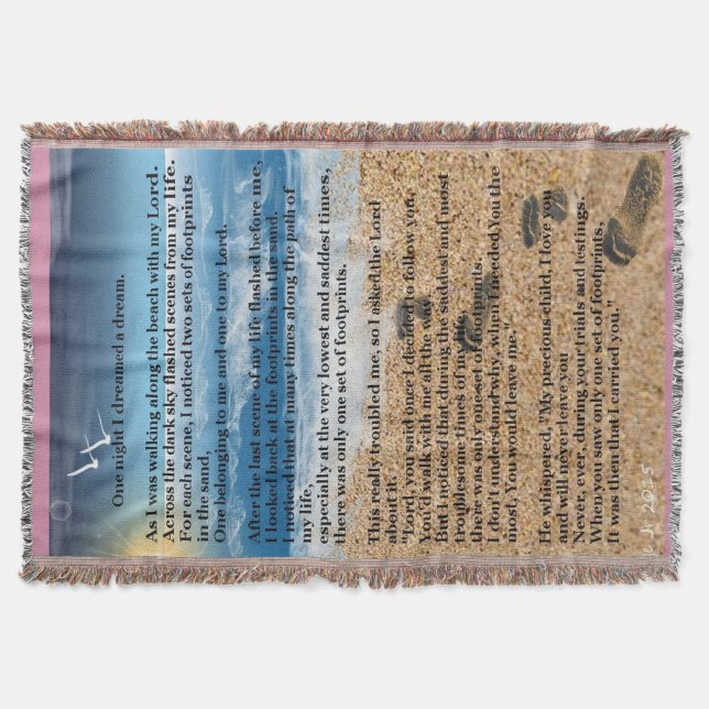 Footprints in the Sand Throw Blanket (Front)