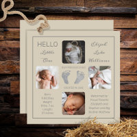 Footprints Multiple Photo Birth Announcement