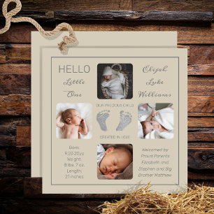 Footprints Multiple Photo Birth Announcement