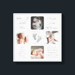 Footprints Multiple Photo Birth Keepsake Canvas Pr<br><div class="desc">Create a birth keepsake that is as unique as your precious child with this "Hello Little One" four photo design featuring your baby's name, birth statistics, parents and siblings' names. In the centre are two template lines for your personal message or you can use ours. This messaging is on top...</div>