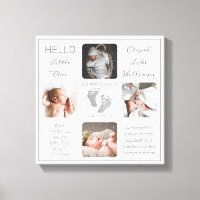 Footprints Multiple Photo Birth Keepsake Canvas Pr
