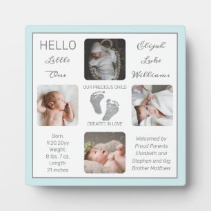 Footprints Multiple Photo Mint Birth Keepsake Plaque