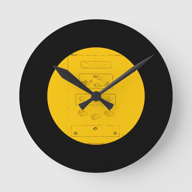 Footprints of Triasic Dinosaurs Round Clock (Front)